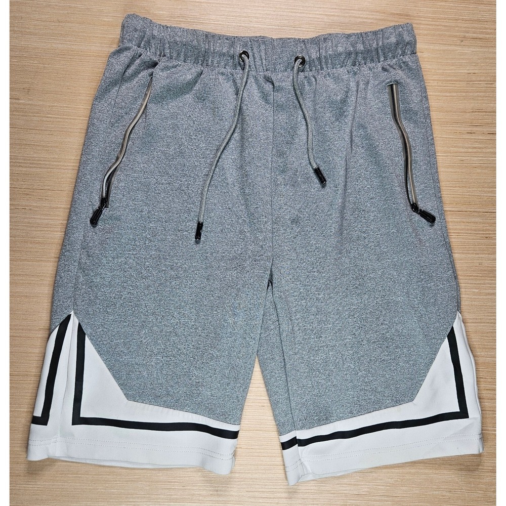Trillnation Basketball Athletic Shorts Mens XL Gray Colorblock Zipper Pockets